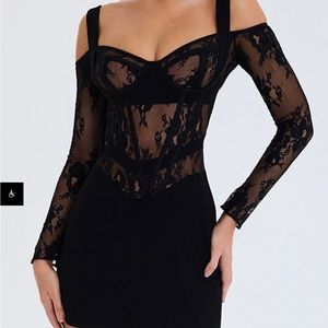 Mistress Rocks Black Lace Corset Mini Dress
